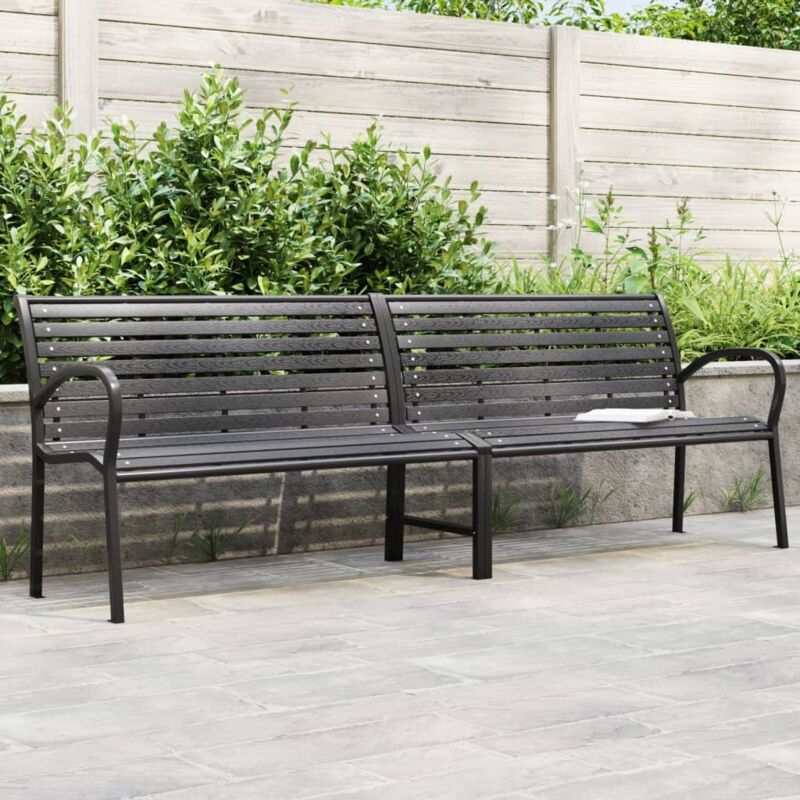 Doppel-gartenbank Schwarz 231 Cm Stahl Und Wpc Vidaxl