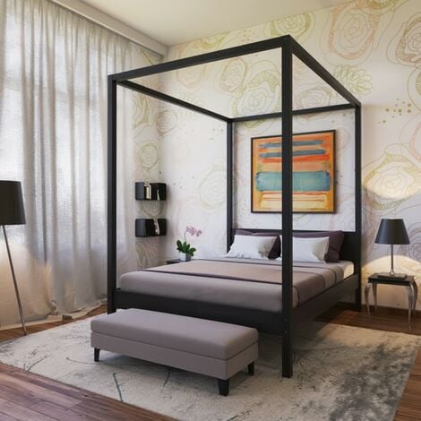 LE QUAI DES AFFAIRES Doppel-Himmelbett ROMANCE 160x200 / Schwarz/ 209x167x210