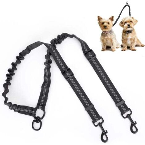 Doppel-Hundeleine, verstellbare 360° drehbare Leine für 2 Hunde, große Hunde, verwicklungsfrei, reflektierend