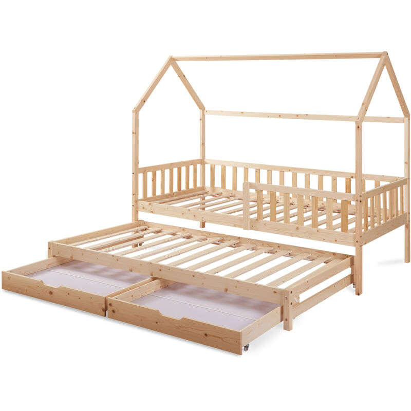 Doppel-kinderbett Aarghonmaa 90x200 Cm Kiefernholz Natur [en.casa]