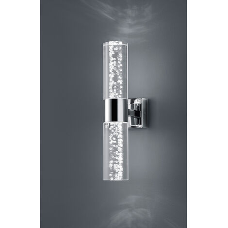 Doppel-LED-Wandleuchte oben und unten Bolsa Chrome mit Bubbles IP44 Trio Lighting