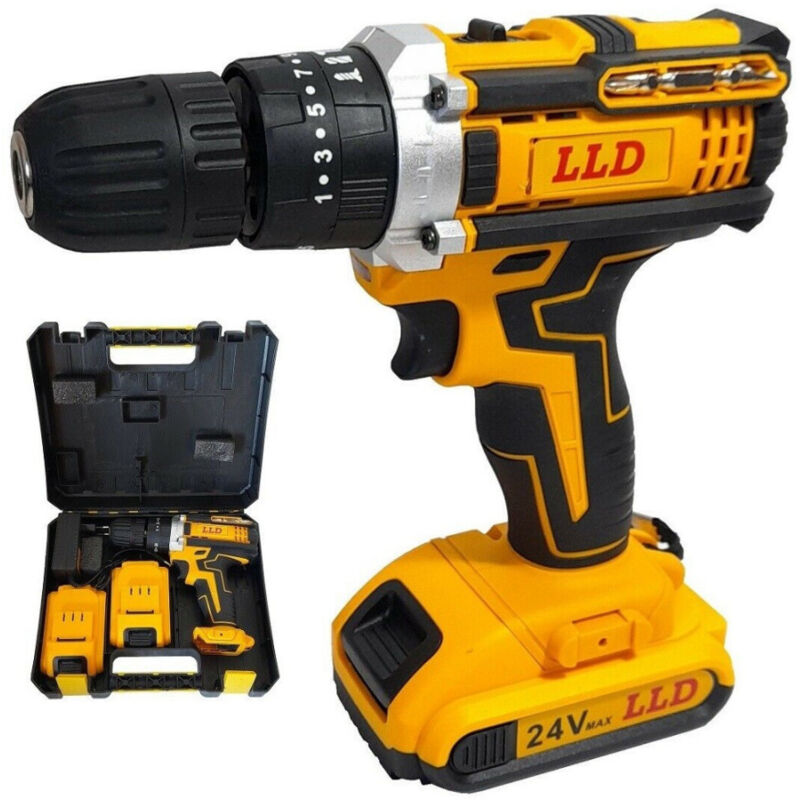Image of Trade Shop Traesio - Trade Shop - 24V lithium-schlagbohrschrauber mit zwei akkus + koffer DW24I -