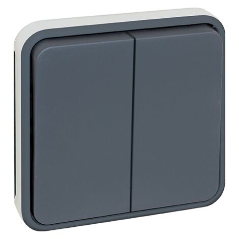 Doppel-Schalter mit 10A, kombinierbar - IP55 - OXXO, Farbe Grau