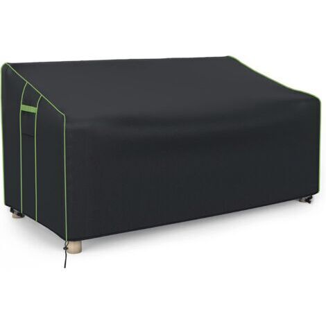 Doppel-Sofabezug, wasserdichtes Oxford-Gewebe mit Silberbeschichtung für den Außenbereich, Schutzhülle für Gartenmöbel, staub- und sonnenschutzabweisend (schwarz, 137 x 94 x 69/89 cm)