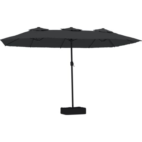Doppel-Sonnenschirm mit LED-Leuchten Schwarz 449x265 cm vidaXL