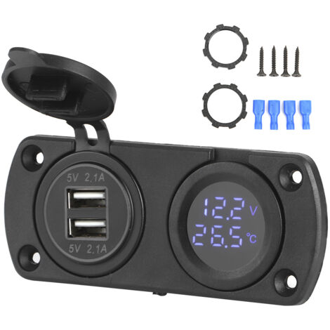 Doppel-USB-Autoladegerät mit 12-V-Zigarettenanzünderstecker – Blau