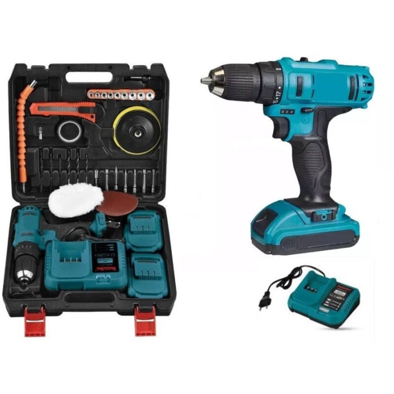 Trade Shop - schlagbohrschrauber mit doppelakku 48V 4AH + zubehör MLS0002 -