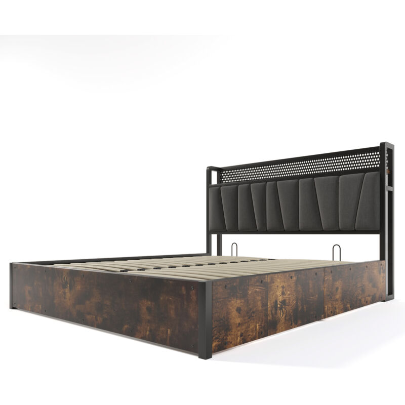 Mivray Doppelbett 160x200 Cm (matratze Inklusive) Mit Metallgestell Und Led-kopfteil