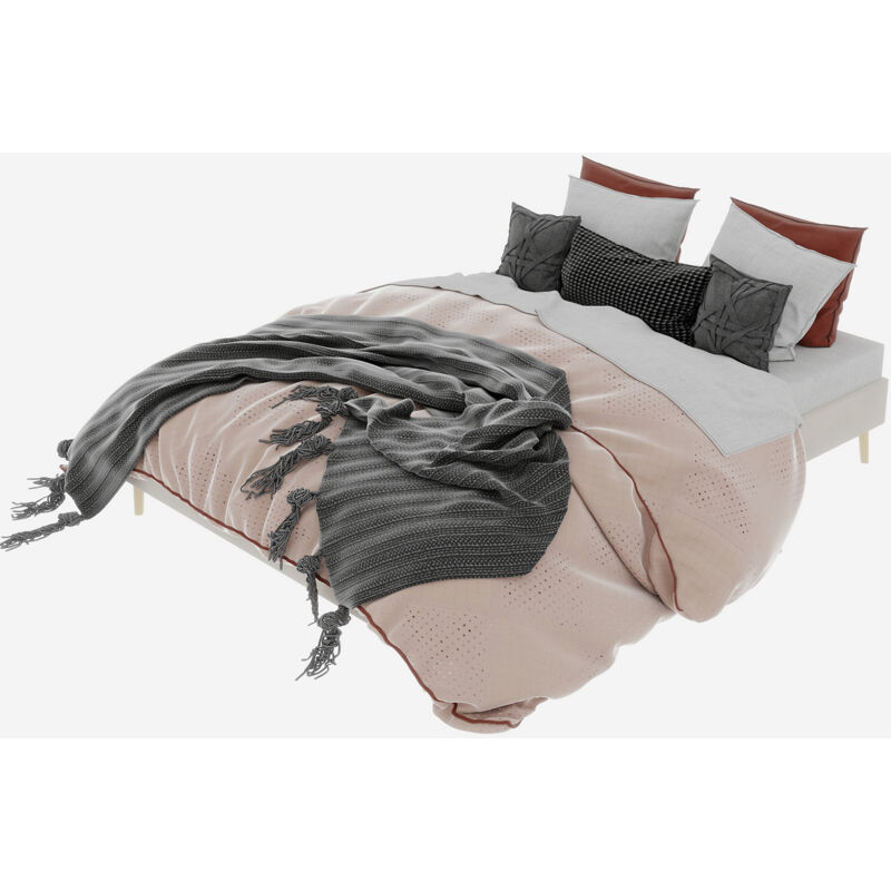 Mivray Doppelbett 160x200 Cm Mit Minimalistischem Samtrahmen, Beige