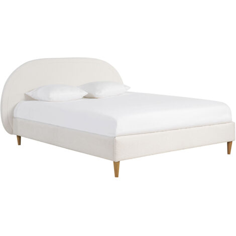Doppelbett 160x200 Stoff mit Bouclé-Wolleffekt CHARLINE