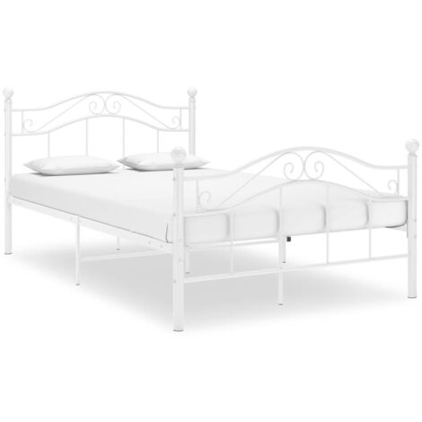 Doppelbett Bett für Schlafzimmer  Weiß Metall 120x200 cm DE33328