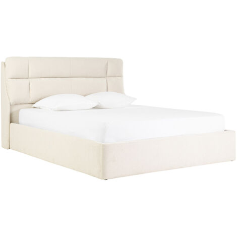 Doppelbett in Textilbezug beige HONO 160x200 cm