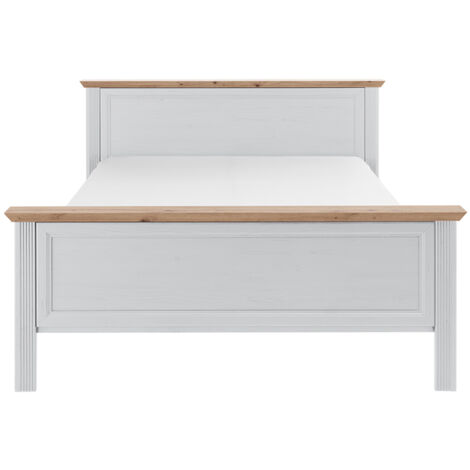 Doppelbett Liegefläche 160x200 cm Pinie weiß mit Eiche JÜLICH-77