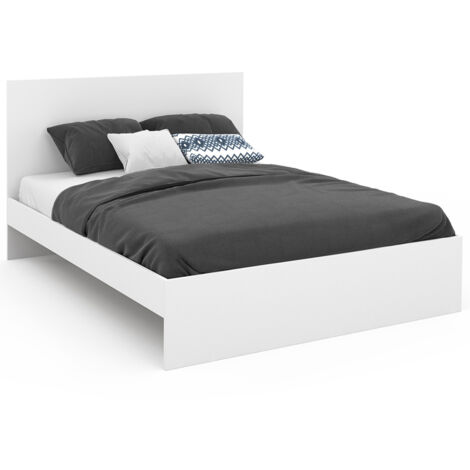 Doppelbett OMAHA mit Kopfteil und Lattenrost 140 x 190 cm weiß