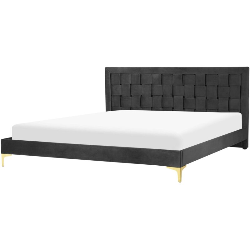 Beliani Bett Mit Lattenrost Samtstoff Limoux 180 X 200 Cm Schwarz