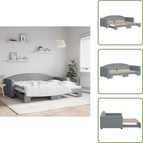 Doppelbett - vidaXL Tagesbett Ausziehbar Hellgrau 90x200 cm Stoff - Wohnzimmersofa