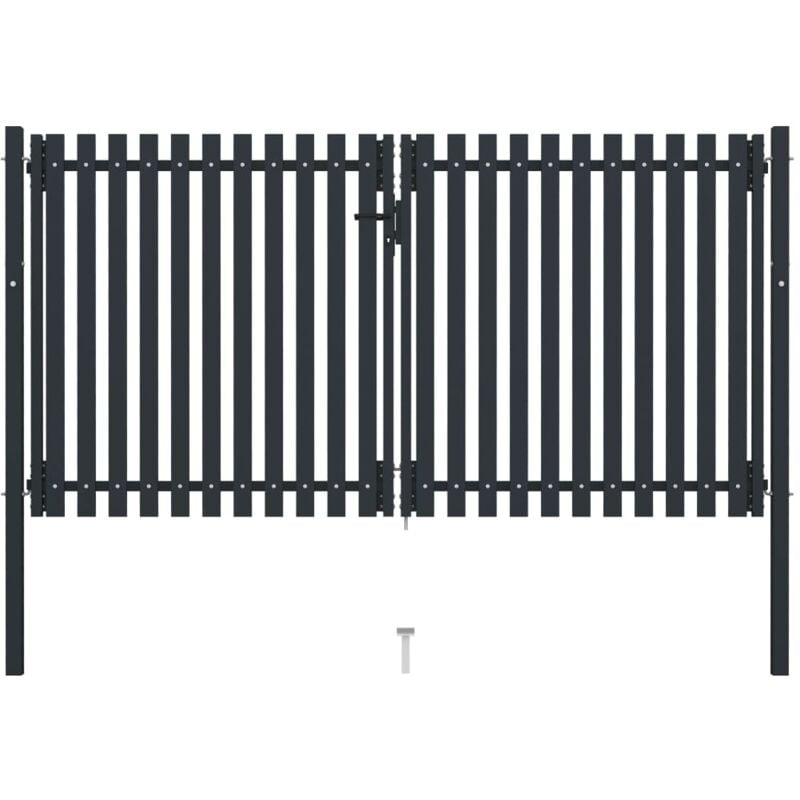 Doppelflügel Zauntor Stahl 306x220 cm Anthrazit - Vidaxl
