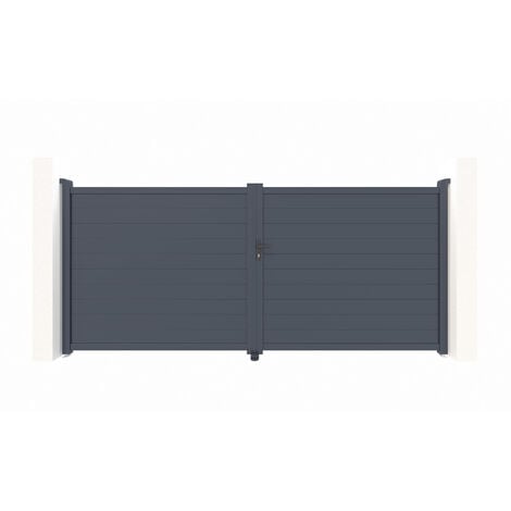 CASANOOV Doppelflügeltor 3,5m EIGER 350 x 180 cm Aluminium Grau