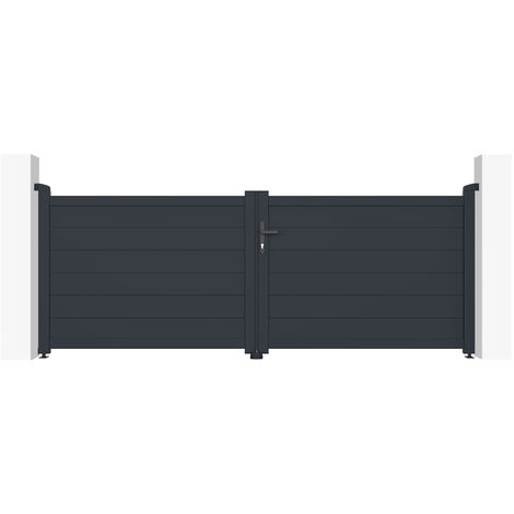 CASANOOV Doppelflügeltor 3m EIGER 300 x 115 cm Aluminium Grau