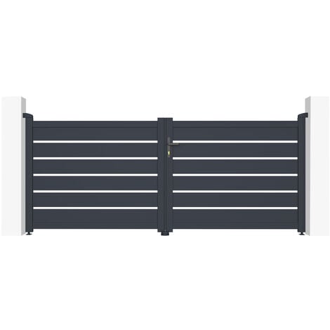 CASANOOV Doppelflügeltor 3m VOGEL 300 x 120 cm Aluminium Grau