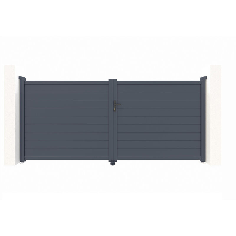 Casanoov - Doppelflügeltor Aus Aluminium 3, 5m Eiger 350 X 160 Cm Grau