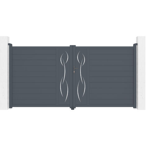 Doppelflügeltor aus Aluminium 3,5m LIFE 350 x 180 cm Grau