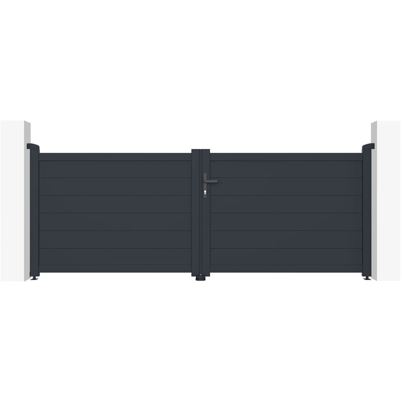 Casanoov - Doppelflügeltor 3m Eiger 300 X 115 Cm Aluminium Grau