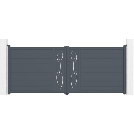Doppelflügeltor aus Aluminium 4m LIFE 400 x 160 cm Grau