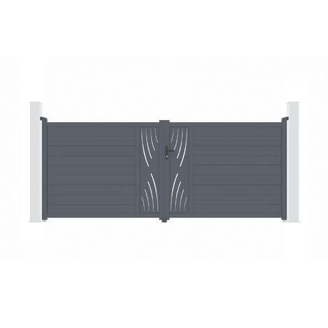 CASANOOV Doppelflügeltor aus Aluminium 4m VELETA 400 x 160 cm Grau