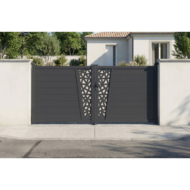 Casanoov Doppelflügeltor 3 M Cervina Ruivo H.140 Cm Aluminium Grau