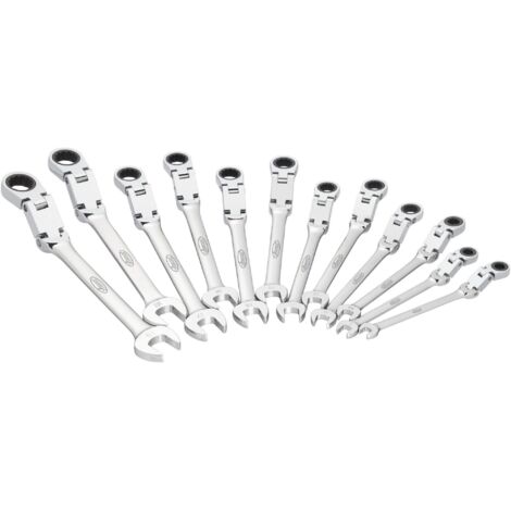 Doppelgelenk Ratschen-Ring-Maulschlüssel Satz ∙ V6752/12 ∙ Außen Doppelsechskant Profil, Außen Sechskant Profil ∙ 12-teilig ∙ 8 – 19 mm ∙ Anzahl Werkzeuge: 12