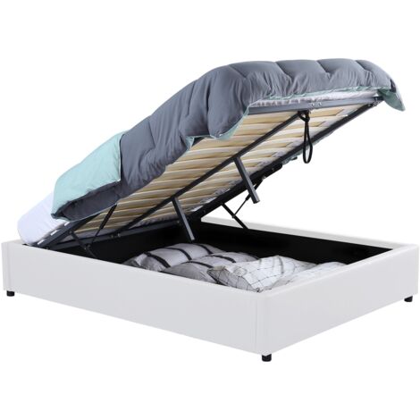 Doppelkastenbett MIAMI mit Lattenrost 140 x 190 cm PVC weiß