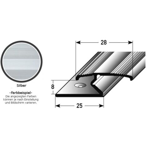 Doppelklemmprofil "Athlone" für Laminat, 8 mm Einfasshöhe, Aluminium eloxiert, gebohrt-silber-1000