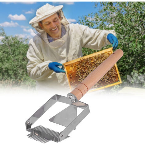 Doppelköpfige Entdeckelungsklaue – Bienenstockklaue und Schaber – Imkereiausrüstung – Robuster Holzgriff, 156 g