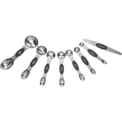 Doppelköpfige magnetische Messlöffel mit schwarzen Griffen zum Backen und Würzen