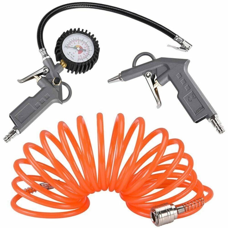 Image of Trade Shop Traesio - Trade Shop - kit compresore doppy pystem compressa tubo 5MT manometro 3PZ -