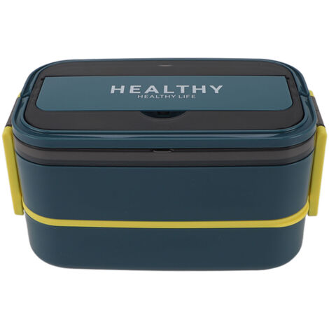 Doppellagige Bento-Lunchbox aus Edelstahl 316, unterteilt und tragbar mit Besteck für Büro, Schule oder Arbeit, 1400 ml, Türkis