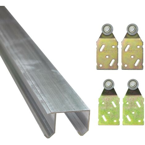TEILEMAGNET Doppellaufschiene 2,45 m + 4 Rollenbeschläge