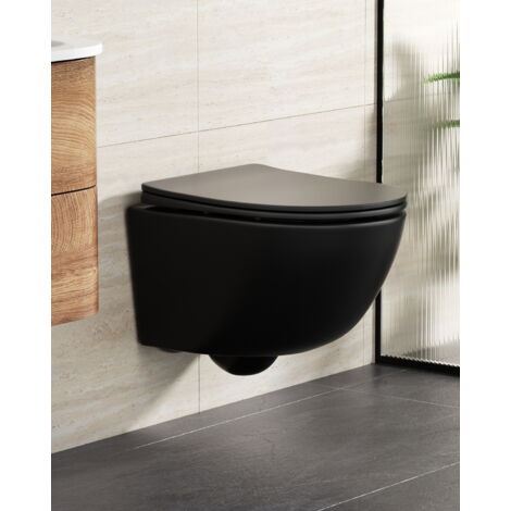 Doppelloch Gegenstrom Wand-WC - D05 matt schwarz