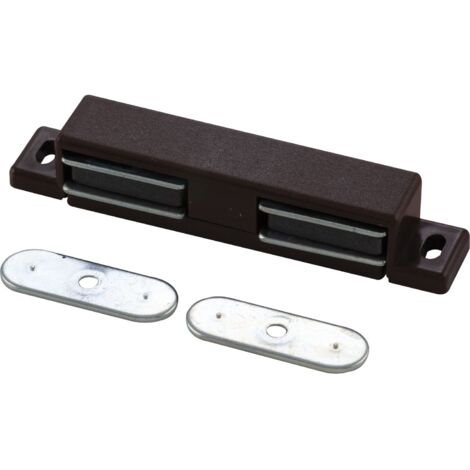 Doppelmagnetschnapper Type 4.2, Haltekraft 4 kg, 1 Loch, Kunststoff braun