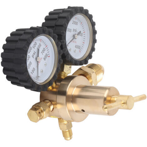 Doppelmanometer-Druckregler für Stickstoff – Ausgangsdruckbereich von 0 bis 800 PSI, ergonomisch gestaltet, aus langlebigen Materialien gefertigt, für den professionellen Einsatz.