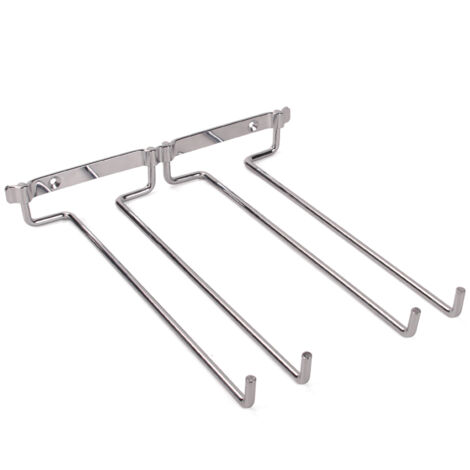 Doppelreihiges, verchromtes Weinglasregal aus Eisen zur Wandmontage für Bar und Haushalt, elegant und platzsparend für Stielgläser