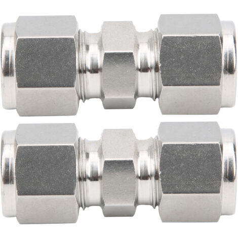 Doppelringadapter für Edelstahlrohre 316, gerade Kompressionsverschraubung (2 Stück, 10 mm Durchmesser)