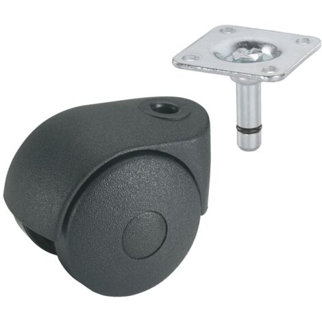 Doppelrolle Möbelrolle ø 40 mm Tragkraft 20kg, Anschraubplatte 38x38mm schwarz