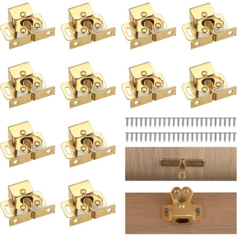 Doppelrollen-Schranktürverschlüsse, 12-teiliges Doppelrollen-Schrankschloss, Doppelrollen-Schrankverschluss mit 48 Schrauben, Gold