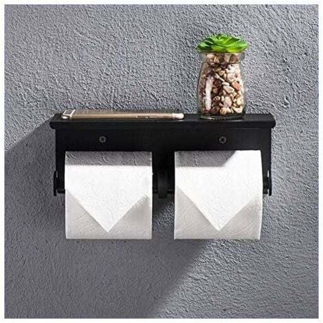 Doppelrollenhalter, Toilettenpapierhalter zur Wandmontage mit zwei Rollen, Rollenhalter aus Edelstahl 304, Toilettenpapierhalter ohne Bohren für Badezimmer (schwarz)