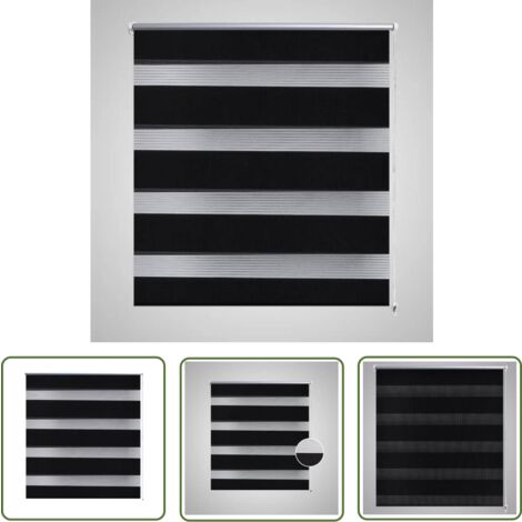 Doppelrollo 50 x 100 cm schwarz - Doppelrollo - Lichtmanagement - Sichtenschutz - Raffstore - Zebrastreifen