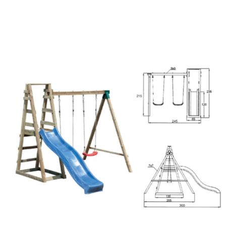 Doppelschaukel mit Rutsche 245x300xH235cm
