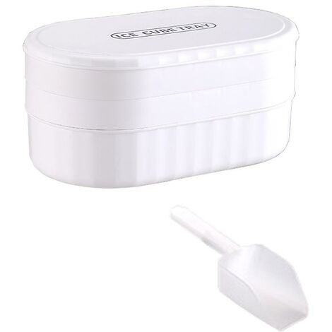 Doppelschichtige Eiswürfelschale mit 72 Fächern, Deckel, Eisschaufel und Box, leicht zu lösende, flexible Eiswürfelform