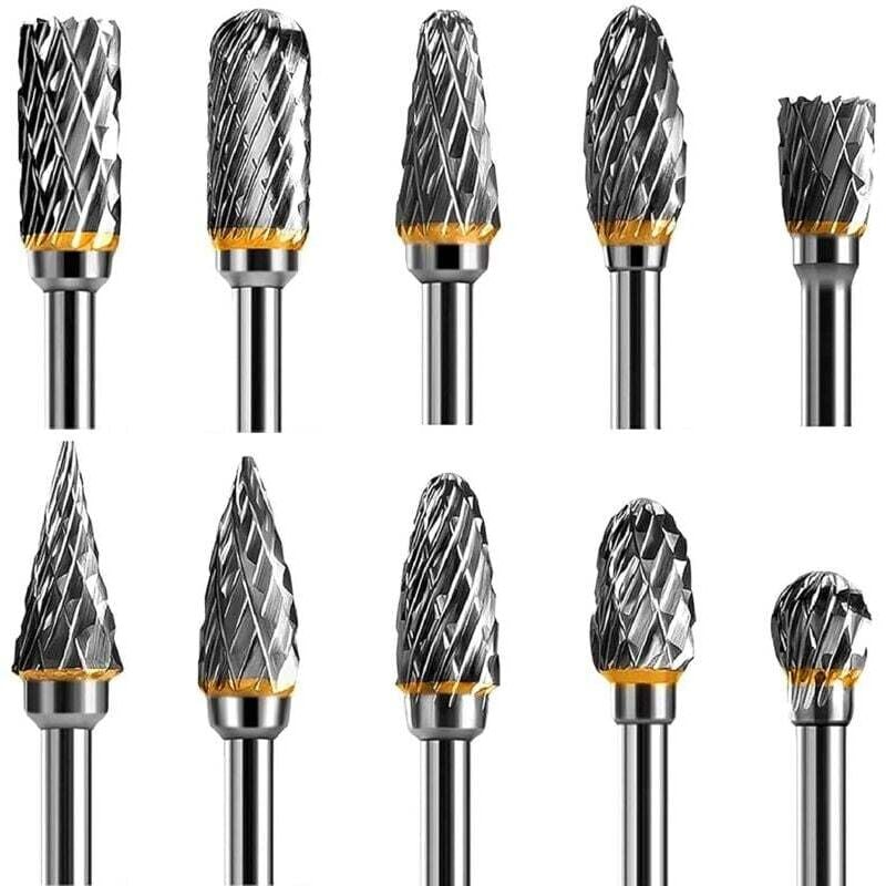 Image of Doppelschneidiger Rotationsfräser-Satz aus Wolframkarbidstahl für Rotationswerkzeuge